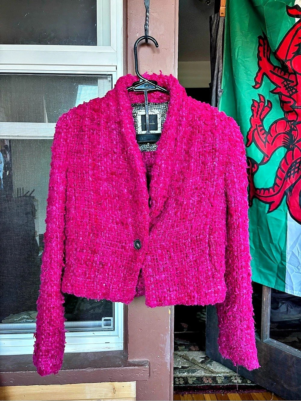 AMAZING pink tweed mini skirt/blazer set